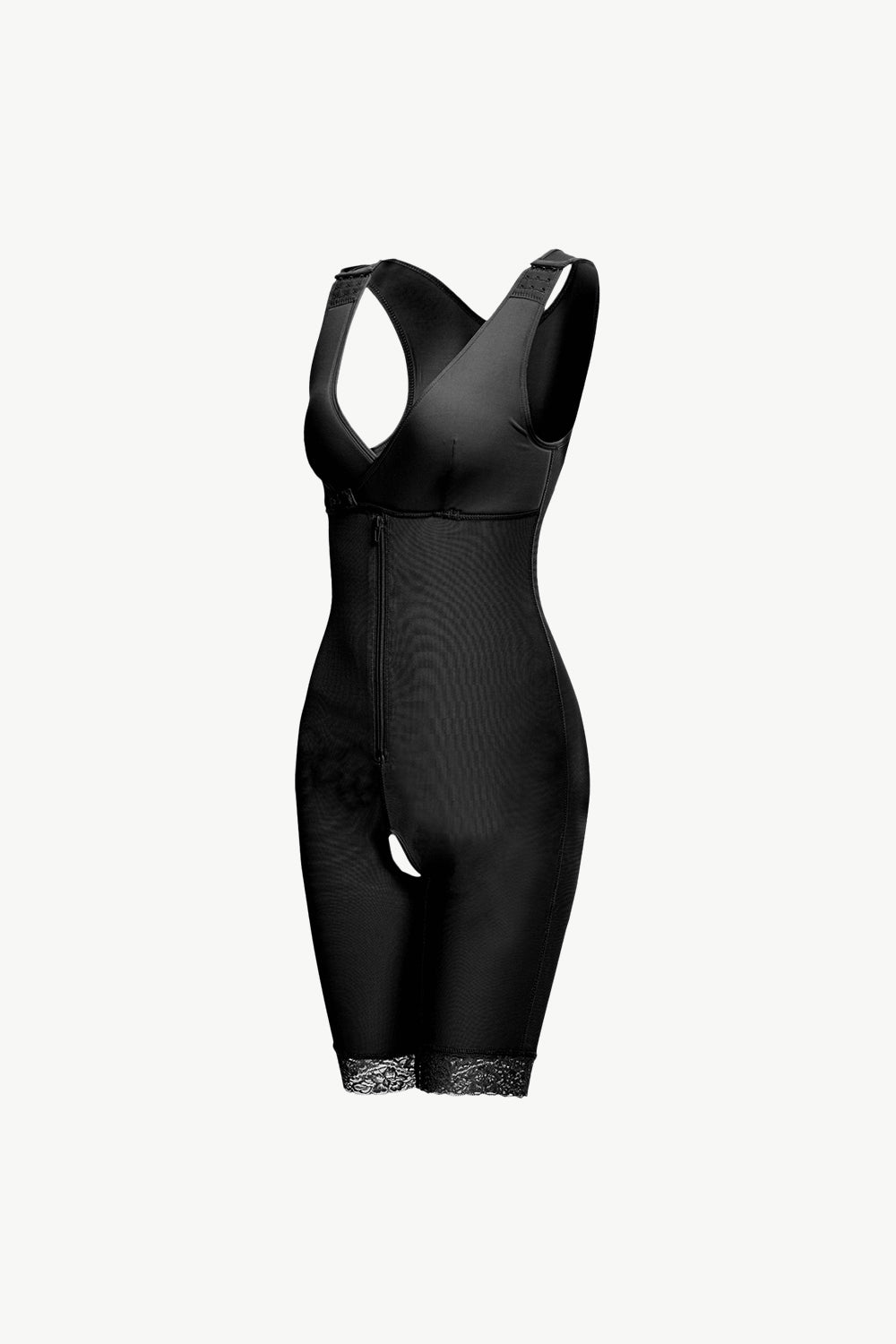 Full Size Lace Trim Shapewear with Zipper 