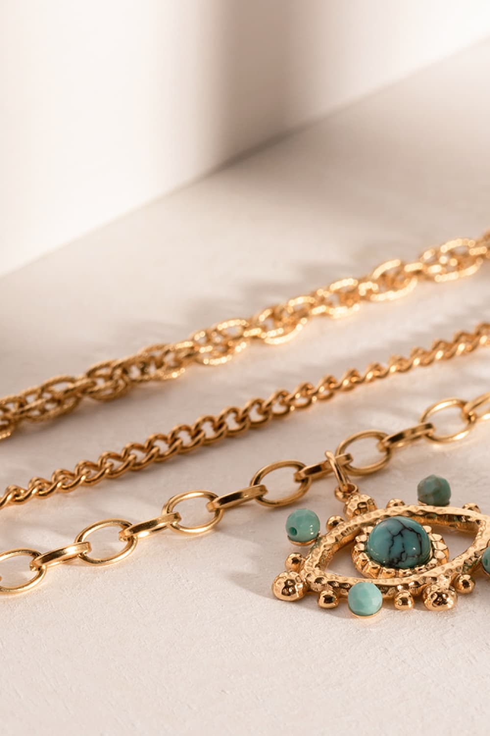 Evil Eye Design Turquoise Pendant Necklace 