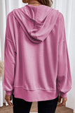 Waffle-Knit Pocketed Zip Up Hooded Jacket 