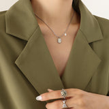 Titanium Steel Freshwater Pearl Pendant Necklace 