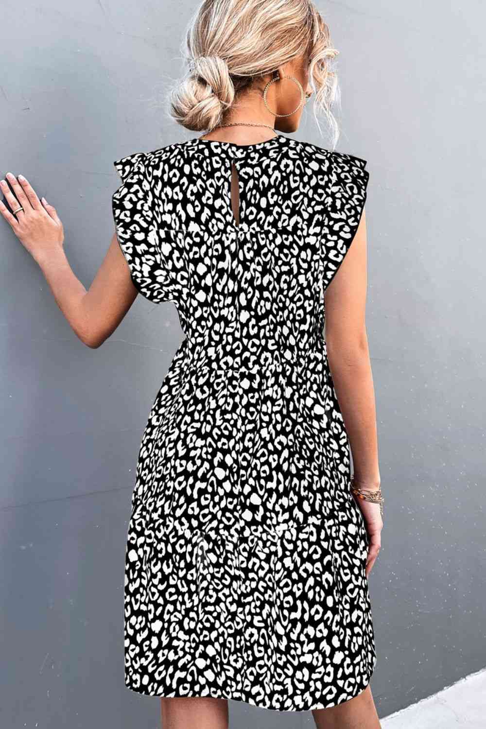 Leopard Round Neck Mini Dress Dresses