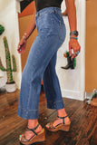 Ashleigh Blue Mineral Wash High Waist Bell Bottom Crop Jeans Bottoms/Jeans