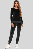 Round Neck Long Sleeve Loungewear Set with Pockets Lingerie & Nightwear