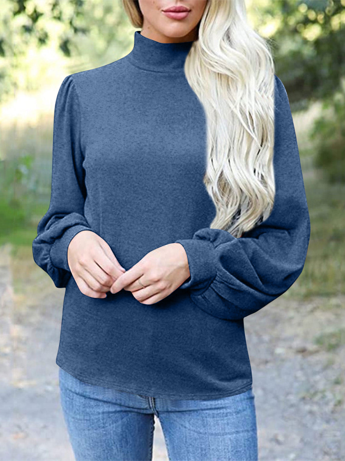 Full Size Mock Neck Long Sleeve T-Shirt 
