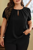 Plus Size Round Neck Short Sleeve Blouse 