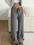 Striped Wide Leg Drawstring Pants 