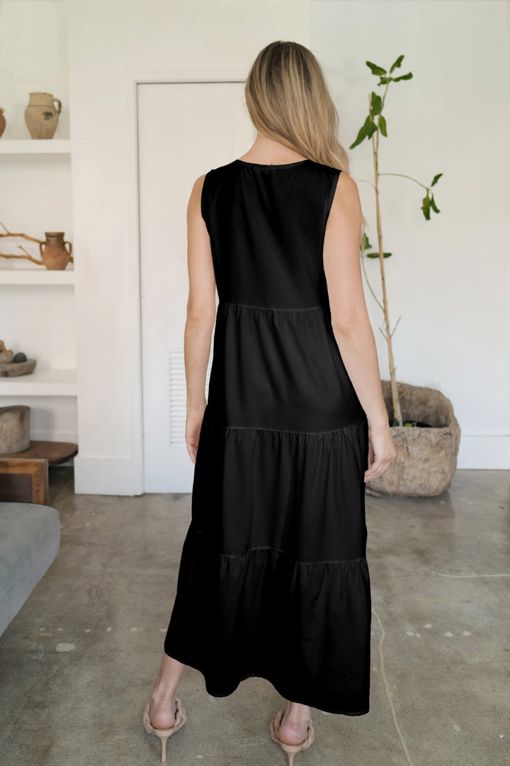 FAM-FAM Tiered V-Neck Sleeveless Dress 