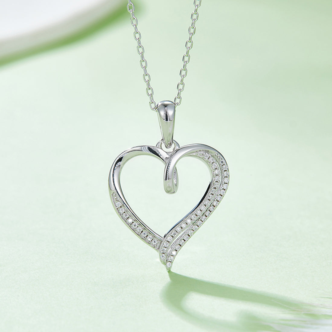 Moissanite 925 Sterling Silver Heart Shape Necklace 