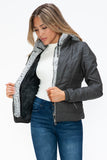 YMI Faux Layered Double-Zipper Jacket with Fuzzy Hood 