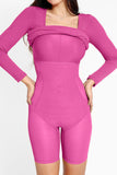 Basic Bae Full Size Built-In Shapewear Square Neck Long Sleeve Dress 