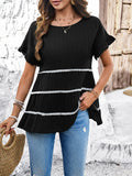 Devine Round Neck Flounce Sleeve Blouse 