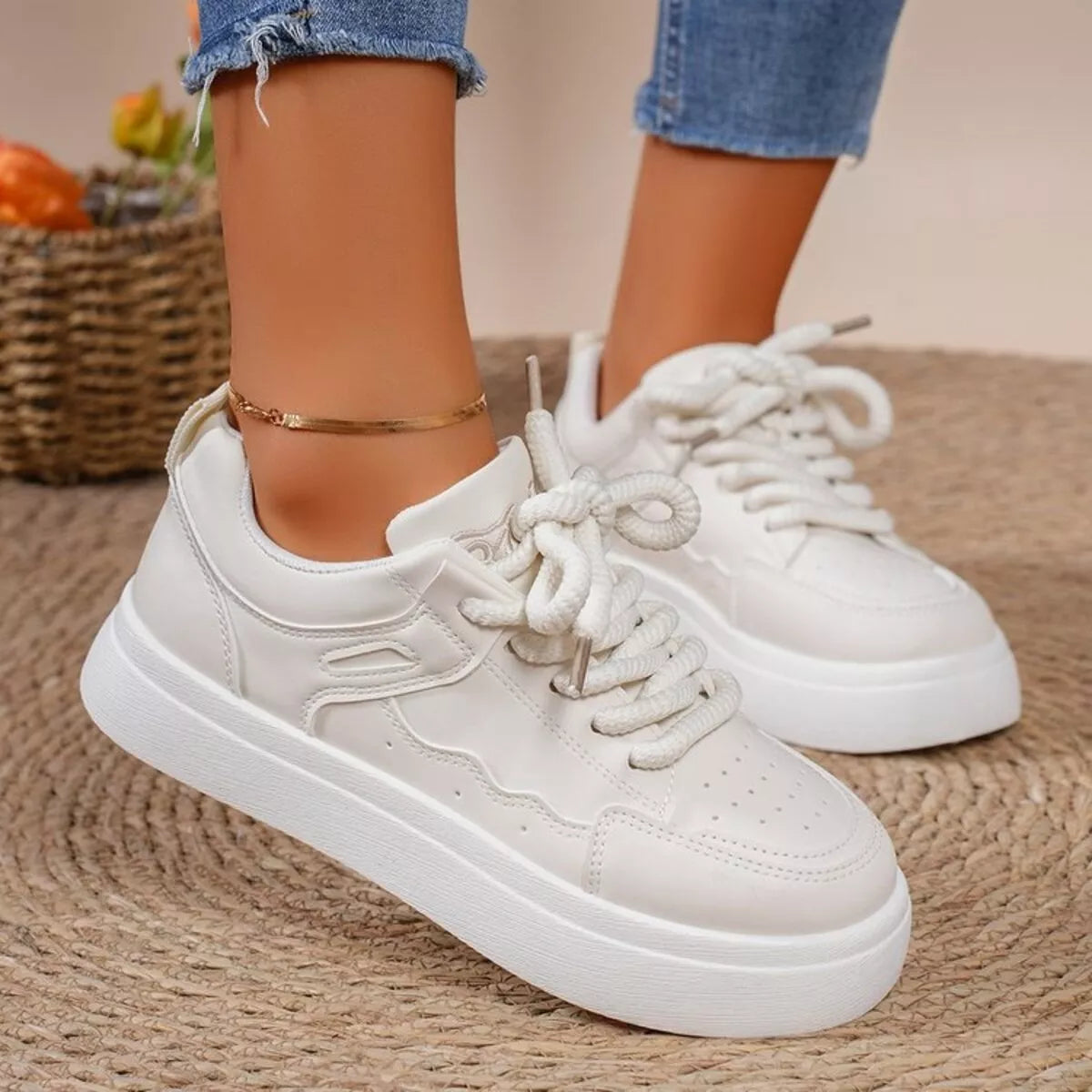 Round Toe Platform Sneakers 
