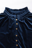 Frill Half Button Mock Neck Long Sleeve Blouse 