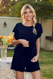 Round Neck Short Sleeve T-Shirt and Drawstring Shorts Lounge Set Lingerie & Nightwear