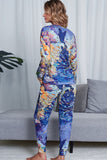 Shiny Tie-Dye Crewneck Top and Drawstring Waist Joggers Lounge Set Lingerie & Nightwear