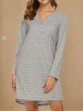 Striped Long Sleeve Lounge Dress Lingerie & Nightwear