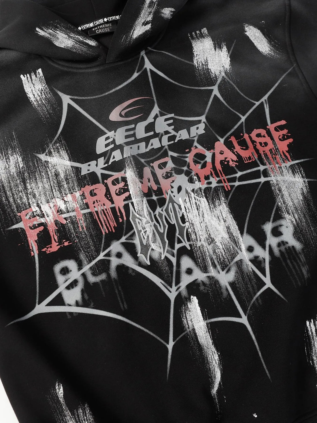 Men's Gothic Spider Web Graffiti Print Hoodie 