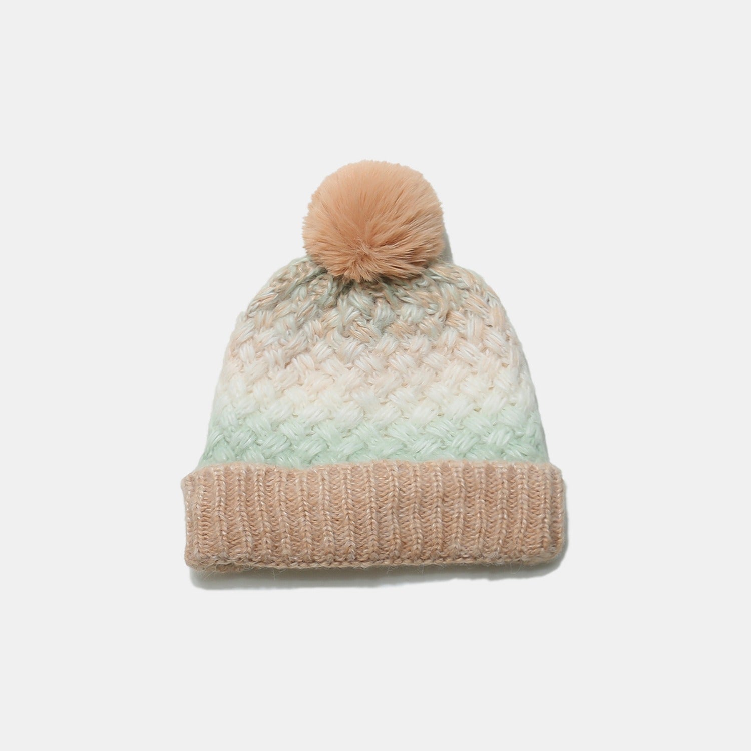 Gradient Knit Hat with Pompom 