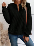 Notched Long Sleeve Sweatshirt 