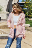 Full Size Teddy Hooded Jacket with Pockets 