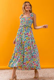 BiBi Floral Ruffle Trim Smocked Cami Dress Dresses