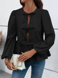 Ivy Lane Peplum Tied Long Sleeve Blouse 