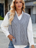 Cable Knit V-Neck Sweater Vest 