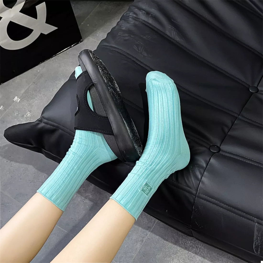 Breathable Ribbed Knit Crew Socks Lingerie & Nightwear