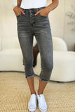 Judy Blue Full Size Button Fly High Waist Cuffed Capris 