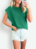 Lovelet Textured Round Neck Cap Sleeve Blouse 