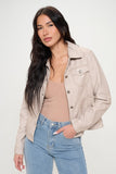 Coalition LA Button Down Cargo Vegan Leather Shacket 