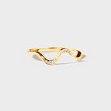 925 Sterling Silver Inlaid Zircon Wave Shape Ring 