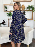 Double Take Full Size Printed Ruffle Hem Long Sleeve Tiered Dress 