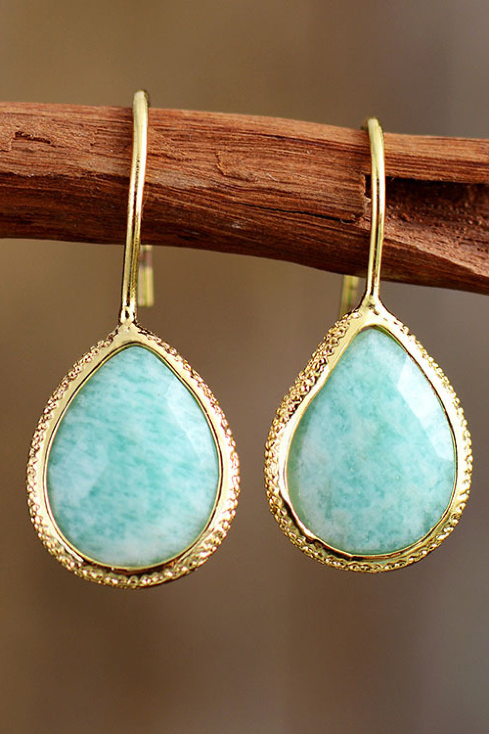 Handmade Natural Stone Teardrop Earrings 