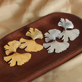 Ginkgo Biloba Design Stud Earrings 
