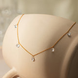Stainless Steel Rhinestone Charm Necklace 