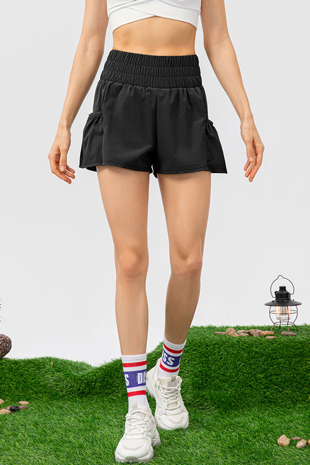 Elastic Waist Pocketed Active Shorts 