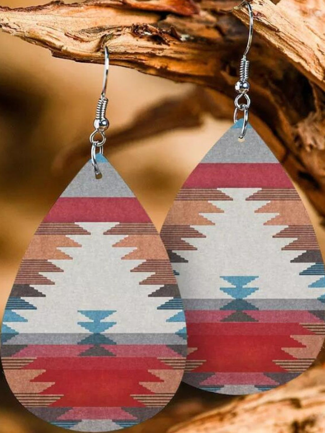 Printed PU Leather Dangle Earrings 