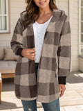 Plaid Long Sleeve Hooded Coat 