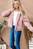 And The Why Sherpa Drawstring Cropped Hooded Jacket 