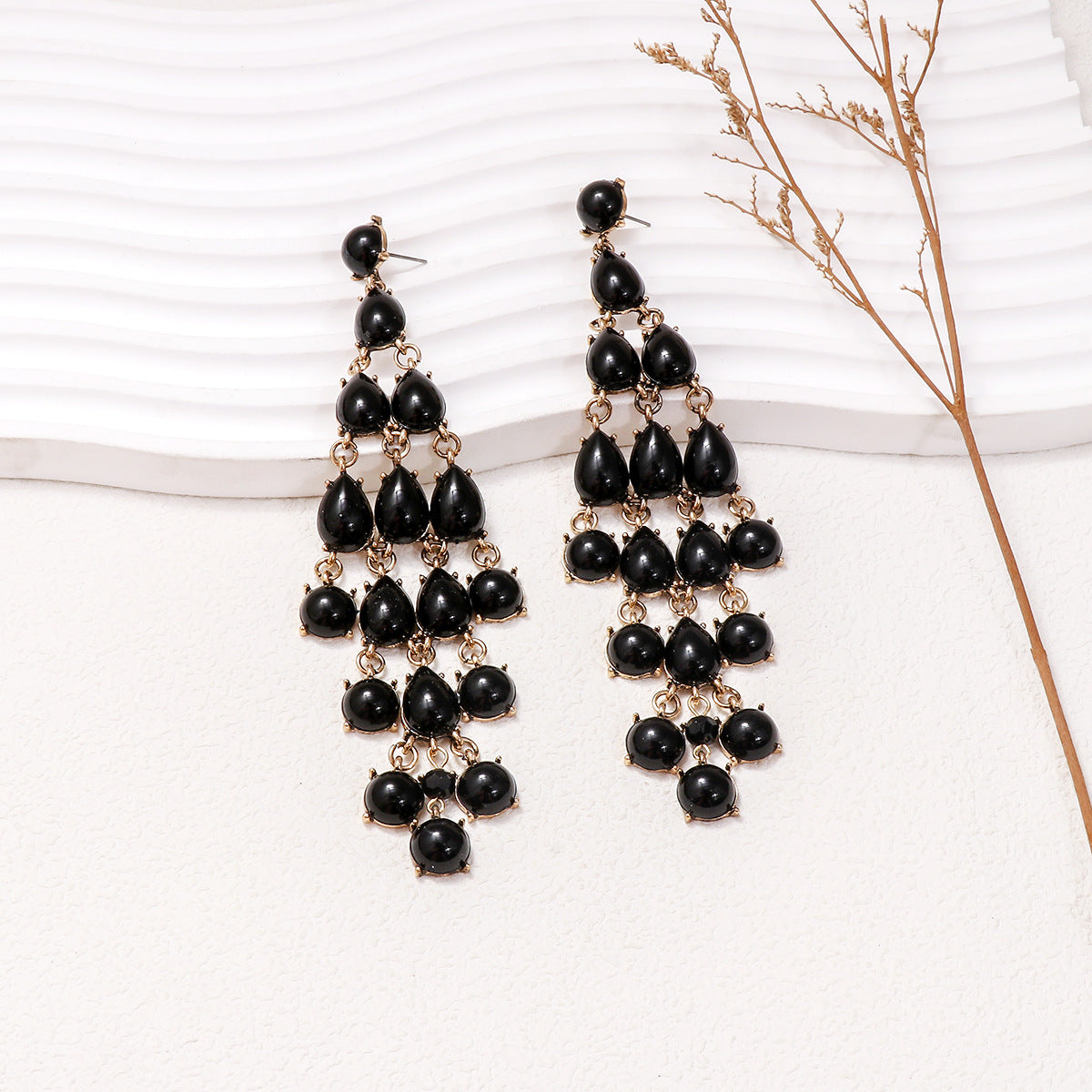 Alloy & Rhinestone Teardrop Earrings 