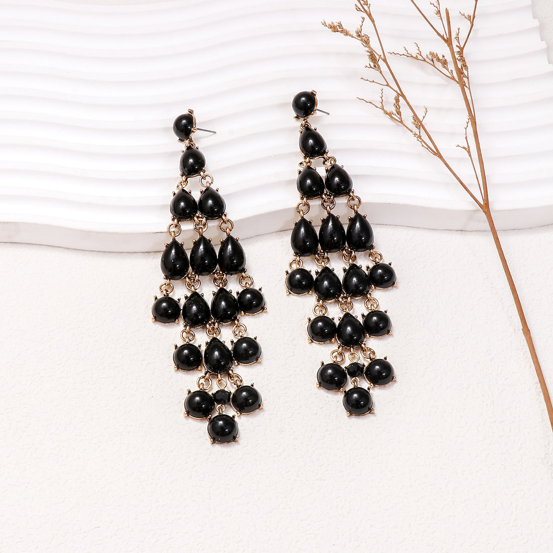 Alloy & Rhinestone Teardrop Earrings 