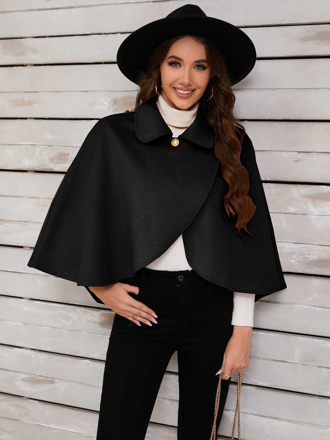 Collared Neck Cropped Cape 