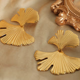 Ginkgo Biloba Design Stud Earrings 