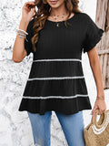 Devine Round Neck Flounce Sleeve Blouse 