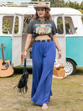 Plus Size Striped Wide-Leg Pants 