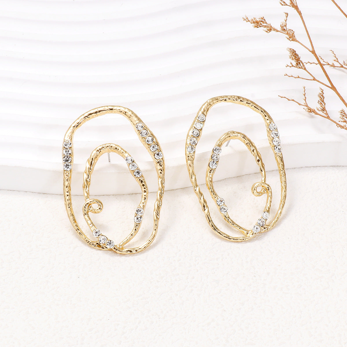 Alloy & Rhinestone Geometric Earrings 