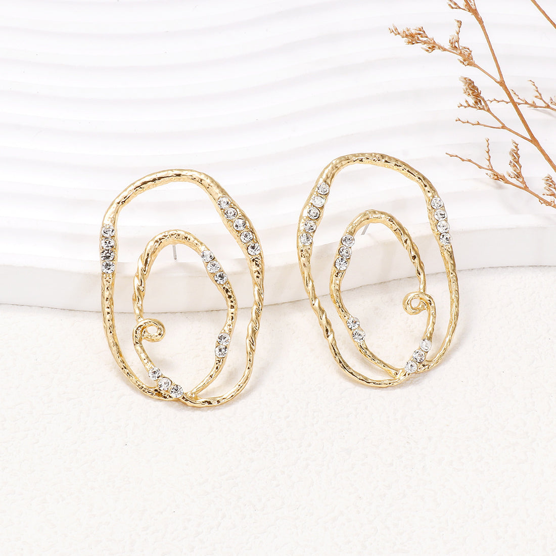 Alloy & Rhinestone Geometric Earrings 