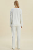 Double Take Full Size Cable-Knit Long Sleeve Top and Pants Set 