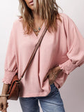 Johnny Collar Three-Quarter Sleeve Blouse 